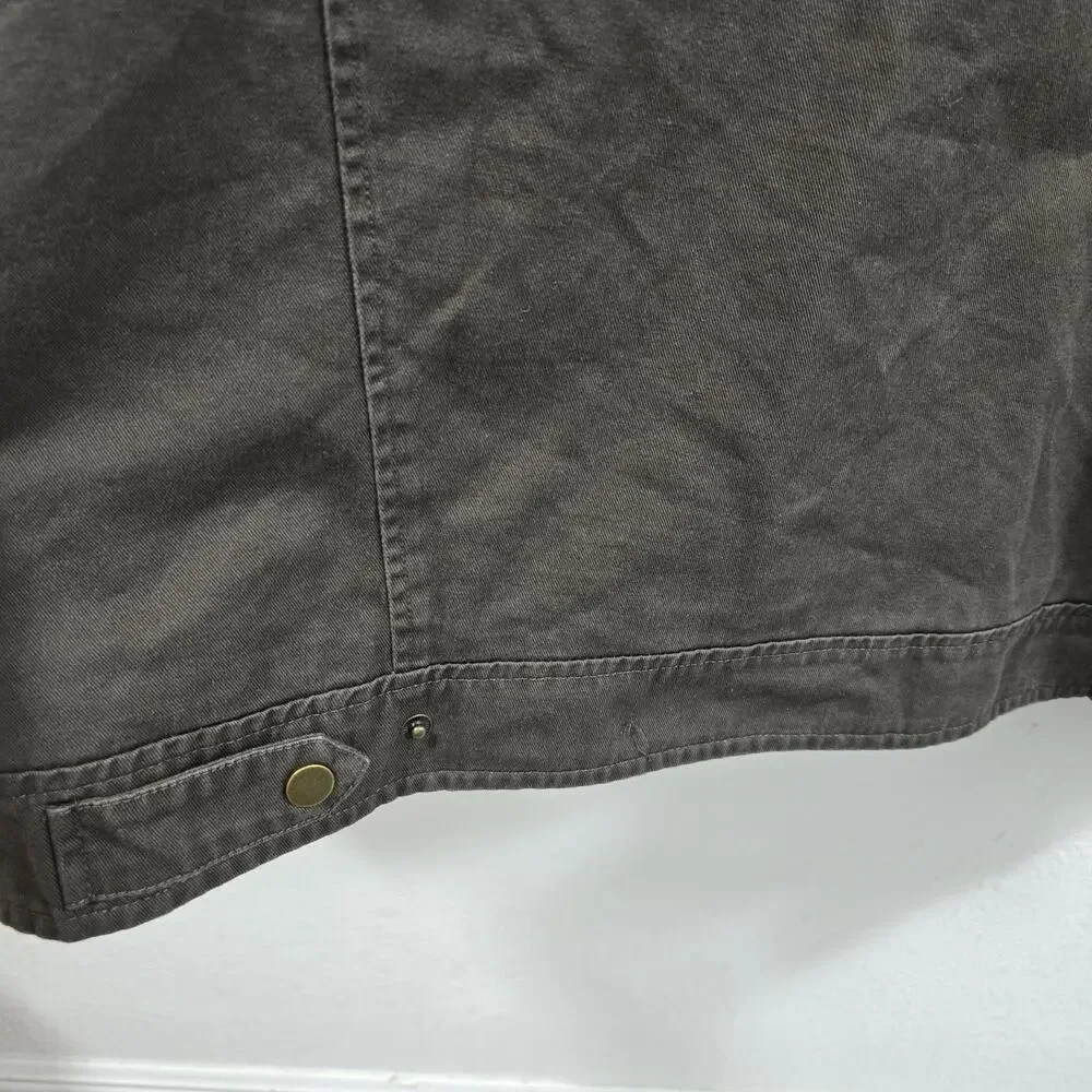 Whattry Men’s Utility Jacket XL Brown Hooded Military Field Coat Cargo Casual